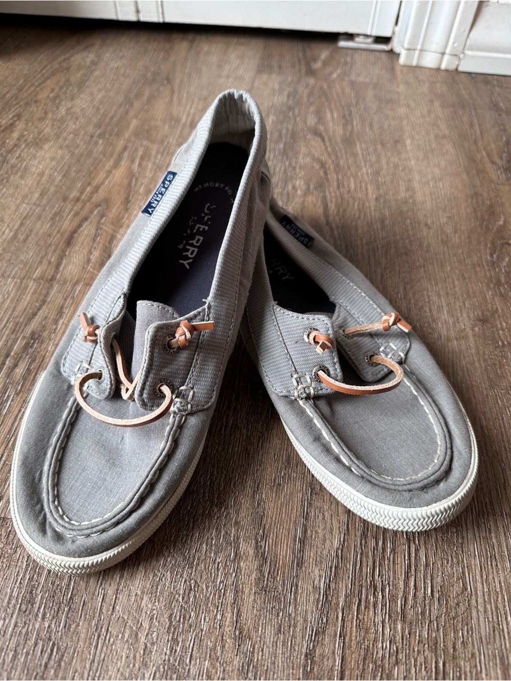 Sperry Top-Sider Lounge Away Gray Canvas Slip On Sneakers Size 7.5
